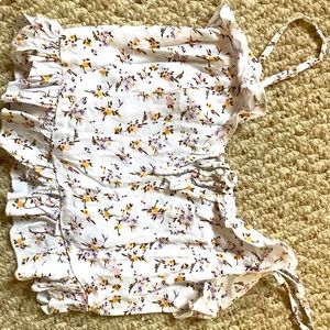 Garage White Floral Crop Top